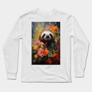 Flower Garden Sloth Long Sleeve T-Shirt